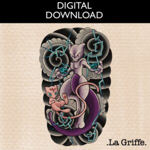 Mew Mewtwo TATTOO STENCIL – DIGITAL DOWNLOAD